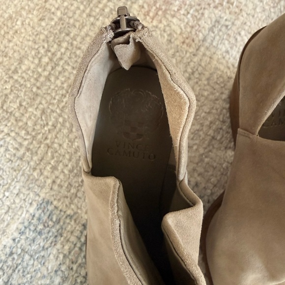 Vince Camuto Taupe Suede Pointed V-Cut Ankle Booties - Picture 4 of 5